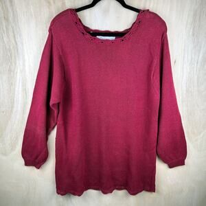 Vintage Diana Marco Red Sweater‎ w/ Scalloped Knit Trim (18)